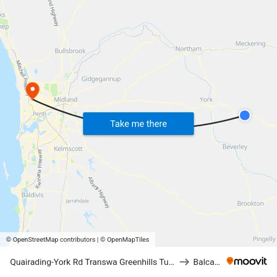 Quairading-York Rd Transwa Greenhills Turnoff to Balcatta map