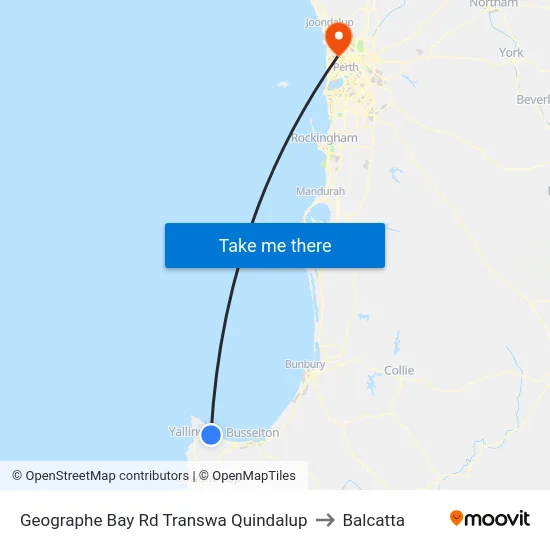 Geographe Bay Rd Transwa Quindalup to Balcatta map