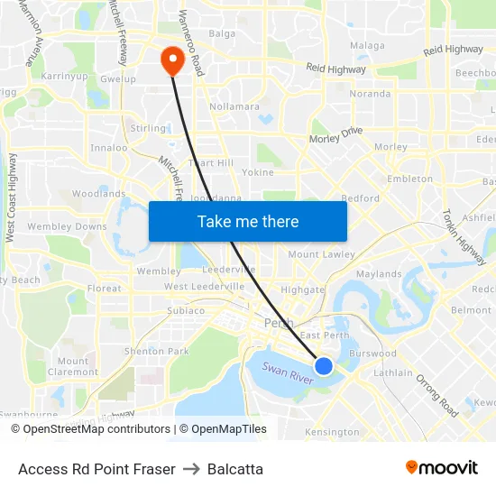 Access Rd Point Fraser to Balcatta map