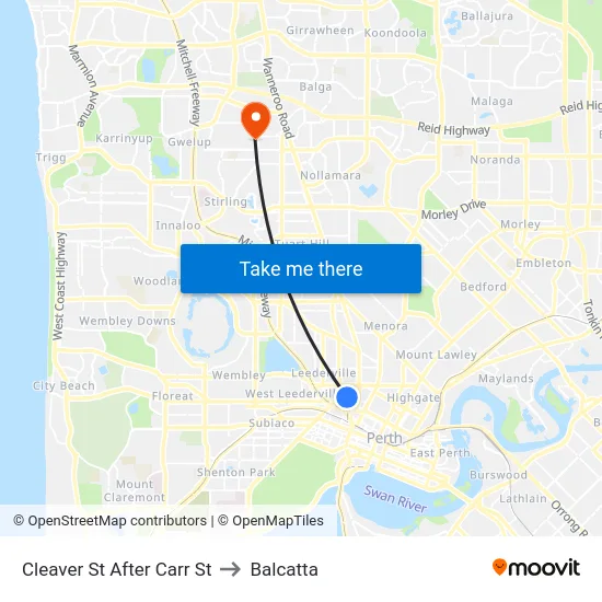 Cleaver St After Carr St to Balcatta map