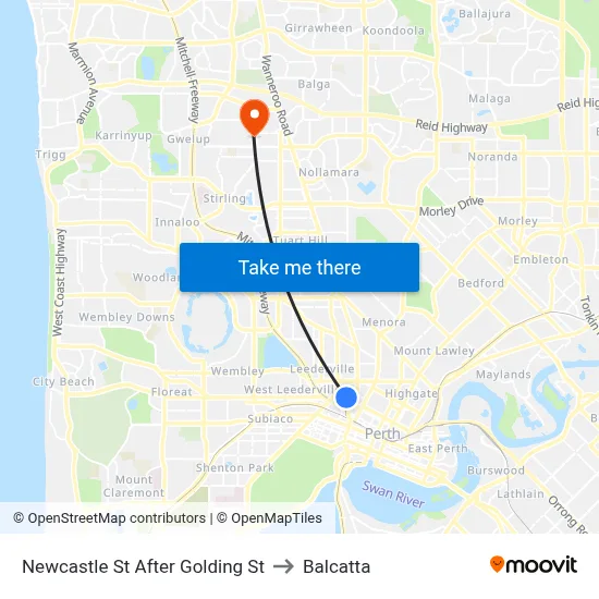 Newcastle St After Golding St to Balcatta map