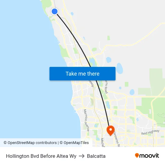 Hollington Bvd Before Altea Wy to Balcatta map