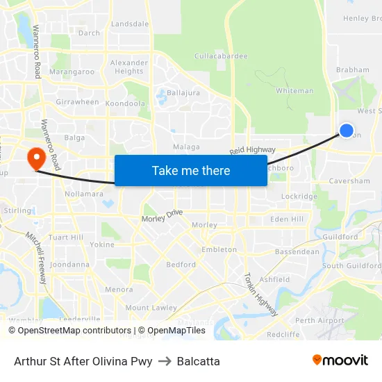 Arthur St After Olivina Pwy to Balcatta map