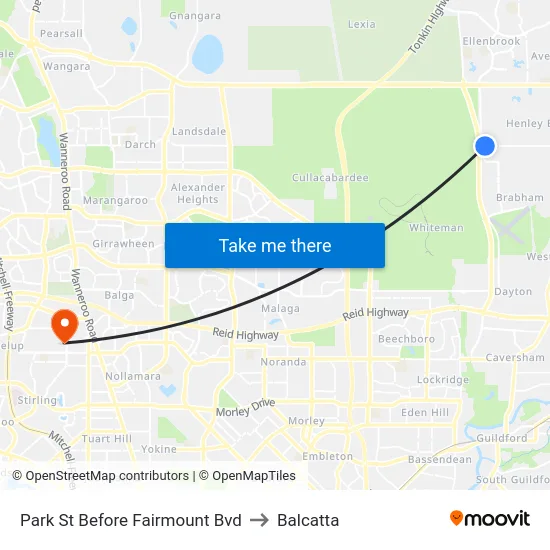 Park St Before Fairmount Bvd to Balcatta map
