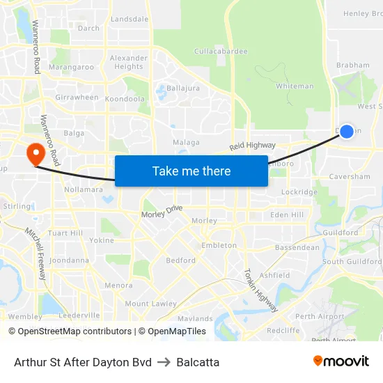 Arthur St After Dayton Bvd to Balcatta map