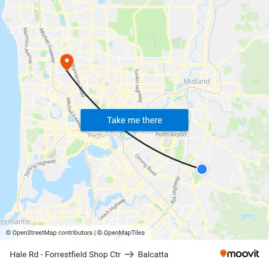 Hale Rd - Forrestfield Shop Ctr to Balcatta map