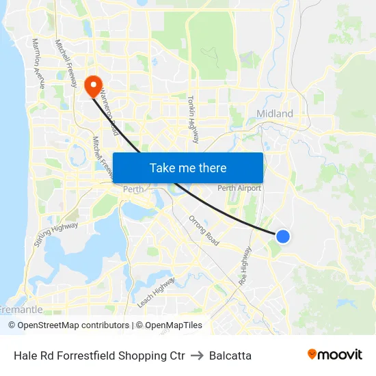 Hale Rd Forrestfield Shopping Ctr to Balcatta map
