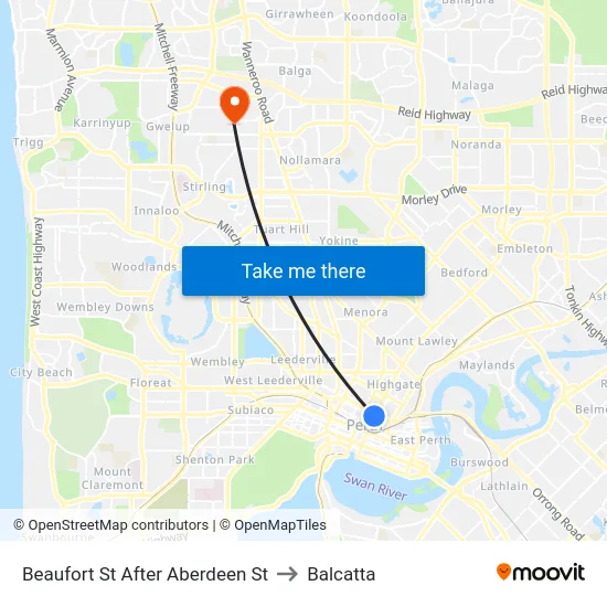 Beaufort St After Aberdeen St to Balcatta map