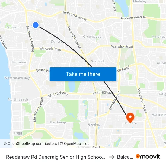 Readshaw Rd Duncraig Senior High School Stand 4 to Balcatta map