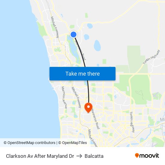 Clarkson Av  After Maryland Dr to Balcatta map