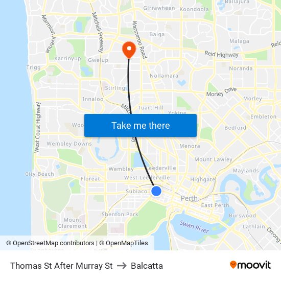 Thomas St After Murray St to Balcatta map