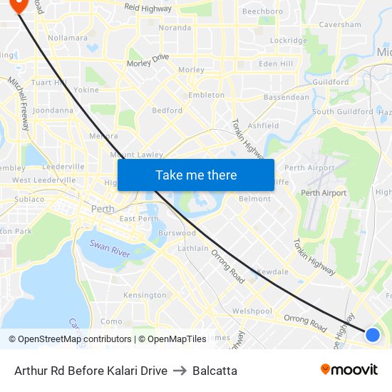 Arthur Rd Before Kalari Drive to Balcatta map