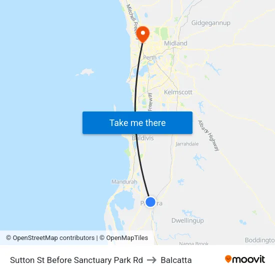 Sutton St Before Sanctuary Park Rd to Balcatta map