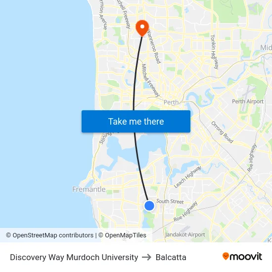 Discovery Way Murdoch University to Balcatta map