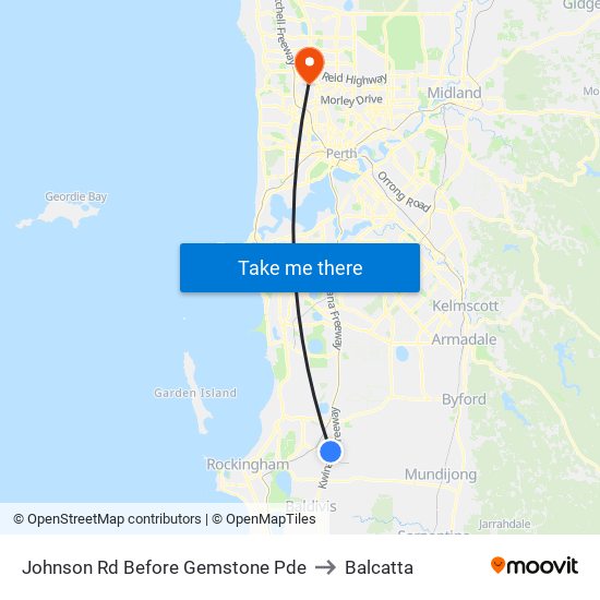 Johnson Rd Before Gemstone Pde to Balcatta map