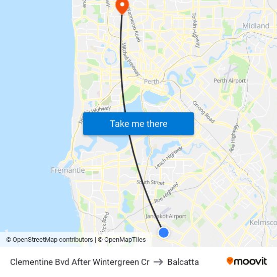 Clementine Bvd After Wintergreen Cr to Balcatta map