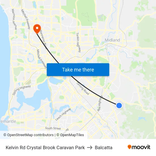 Kelvin Rd Crystal Brook Caravan Park to Balcatta map