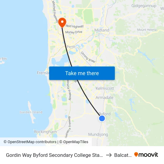 Gordin Way Byford Secondary College Stand 2 to Balcatta map