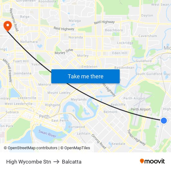 High Wycombe Stn to Balcatta map