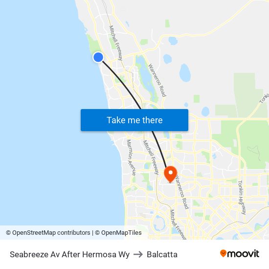 Seabreeze Av After Hermosa Wy to Balcatta map