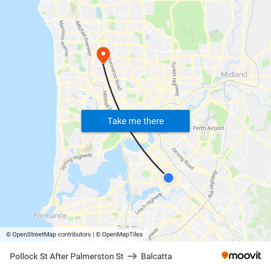 Pollock St After Palmerston St to Balcatta map