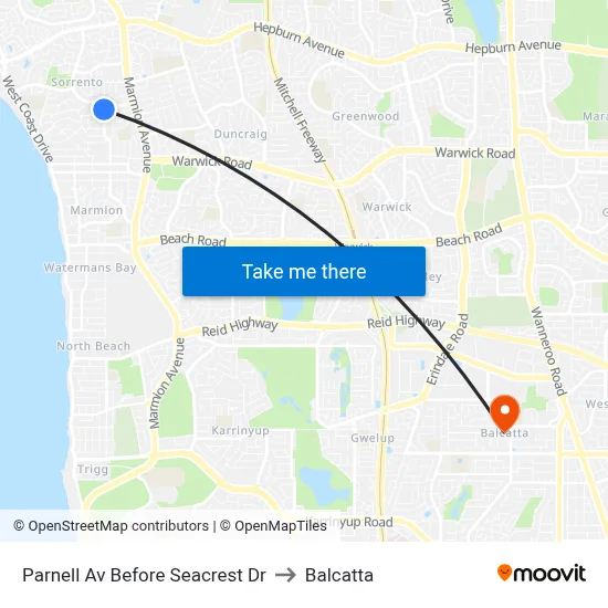 Parnell Av Before Seacrest Dr to Balcatta map