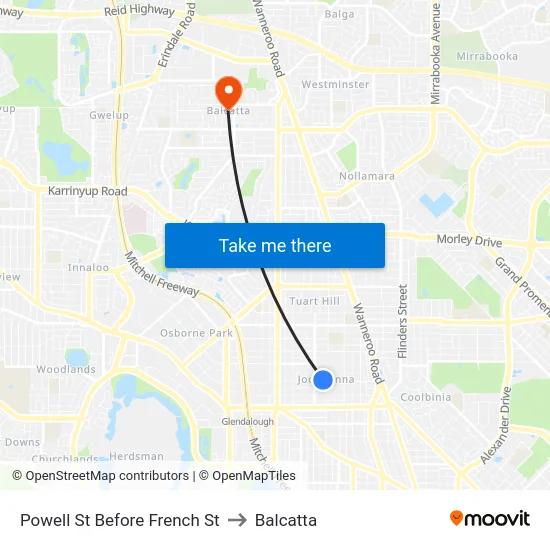 Powell St Before French St to Balcatta map