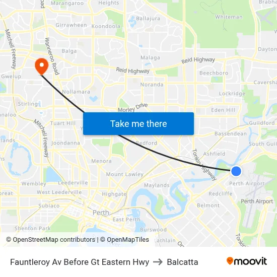 Fauntleroy Av Before Gt Eastern Hwy to Balcatta map