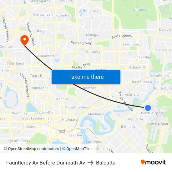 Fauntleroy Av Before Dunreath Av to Balcatta map
