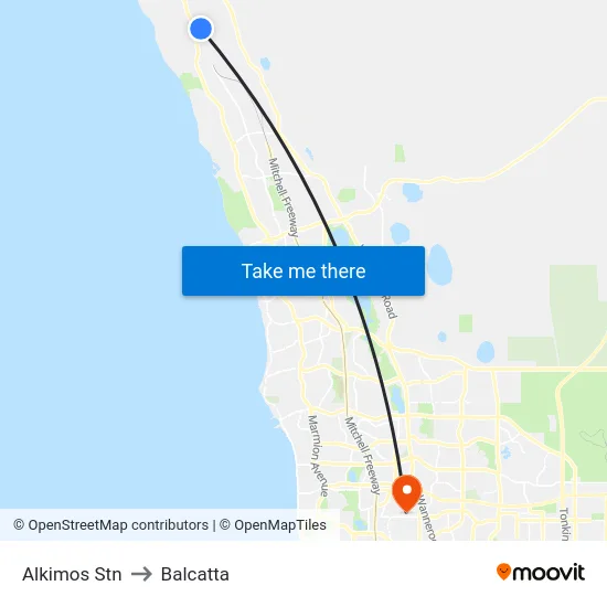Alkimos Stn to Balcatta map