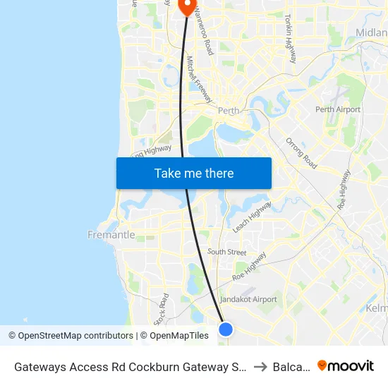 Gateways Access Rd Cockburn Gateway Shop Ctr to Balcatta map