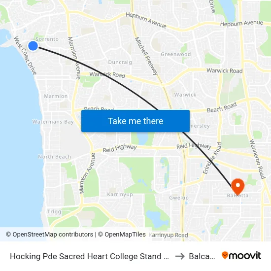 Hocking Pde Sacred Heart College Stand 1 & 2 to Balcatta map