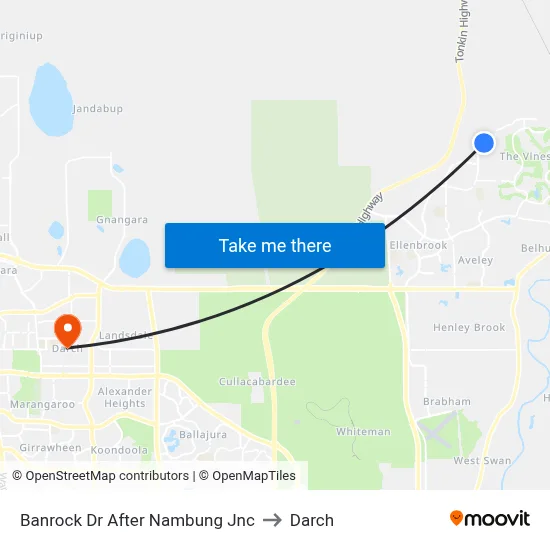 Banrock Dr After Nambung Jnc to Darch map