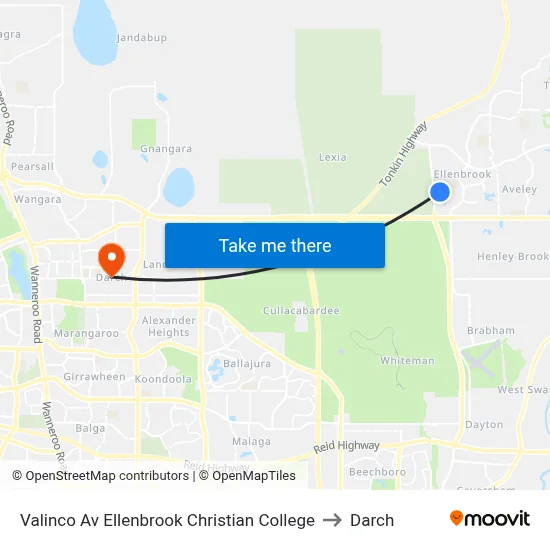 Valinco Av Ellenbrook Christian College to Darch map