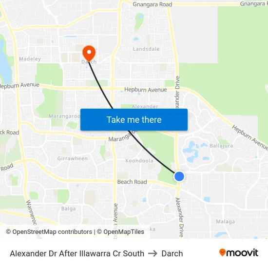Alexander Dr After Illawarra Cr South to Darch map
