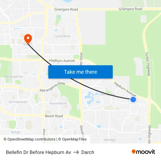 Bellefin Dr Before Hepburn Av to Darch map
