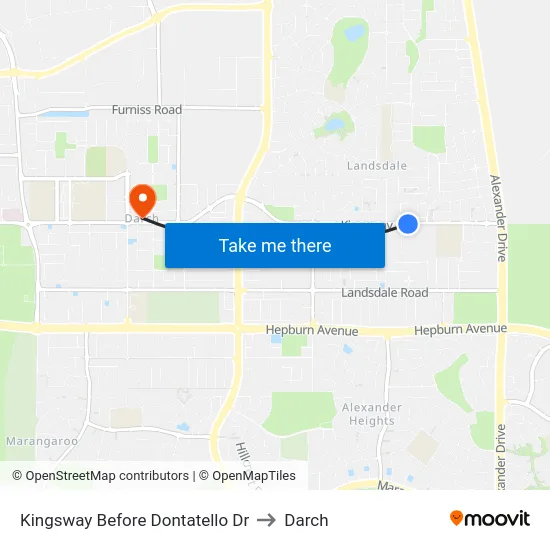 Kingsway   Before Dontatello Dr to Darch map