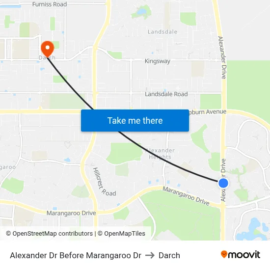 Alexander Dr Before Marangaroo Dr to Darch map