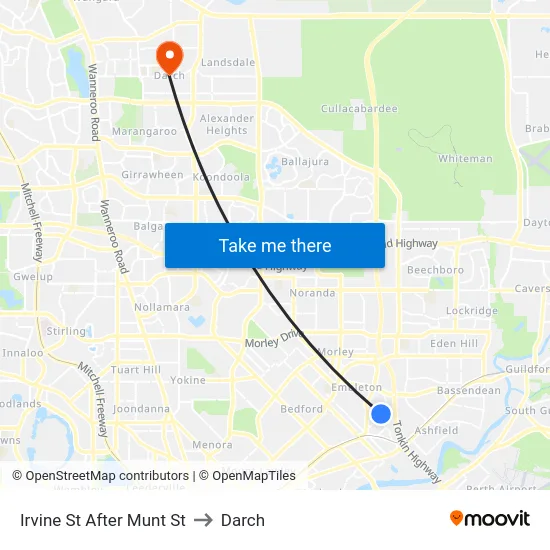 Irvine St After Munt St to Darch map