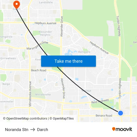 Noranda Stn to Darch map