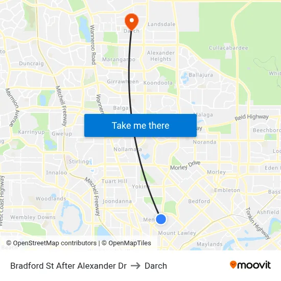 Bradford St After Alexander Dr to Darch map