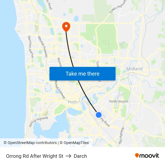 Orrong Rd After Wright St to Darch map