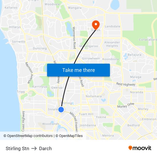 Stirling Stn to Darch map