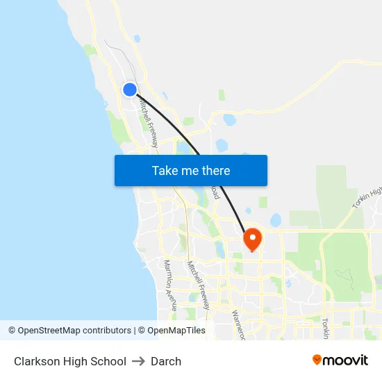Clarkson High School to Darch map