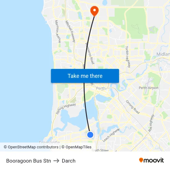 Booragoon Bus Stn to Darch map