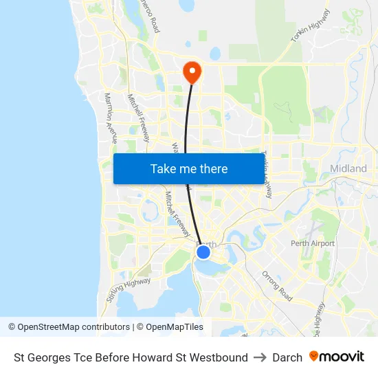 St Georges Tce Before Howard St Westbound to Darch map