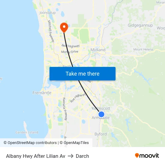 Albany Hwy After Lilian Av to Darch map