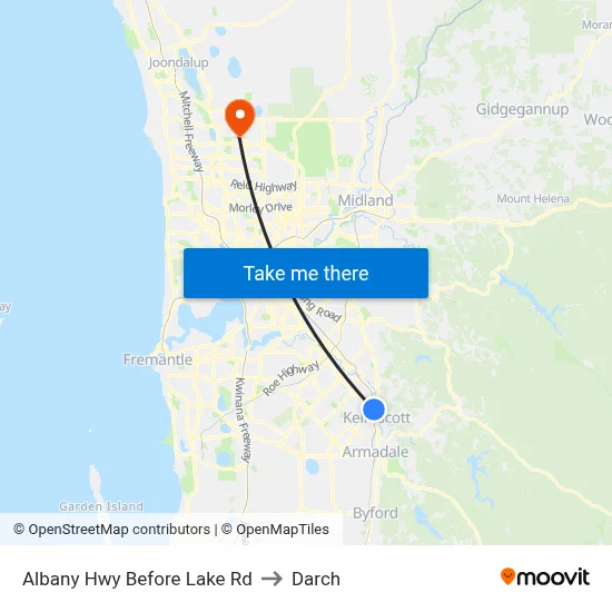 Albany Hwy Before Lake Rd to Darch map