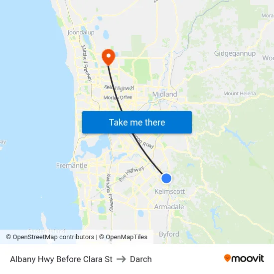 Albany Hwy Before Clara St to Darch map
