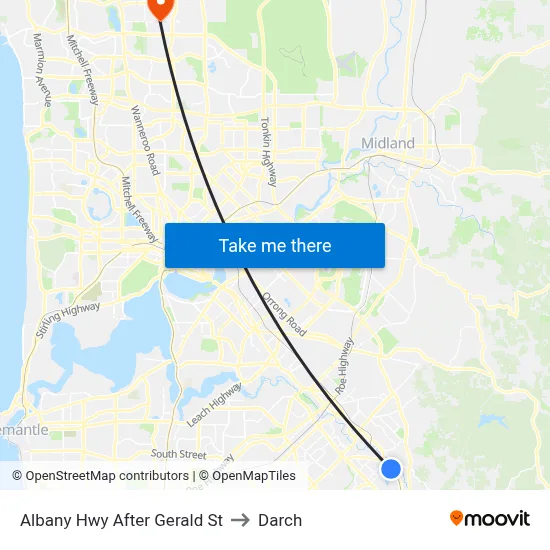 Albany Hwy After Gerald St to Darch map